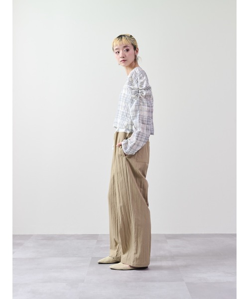 ドールアップウップス パンツ ワイドパンツ セール】ウエストシャーリング配色ワイドパンツ（その他パンツ