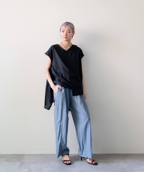DOLLUPOOPS(ドールアップウップス)の「ウエストシャーリング配色ワイドパンツ(その他パンツ・レディース・ベージュ/ブルー/ブラック・38)」の11枚目の写真
