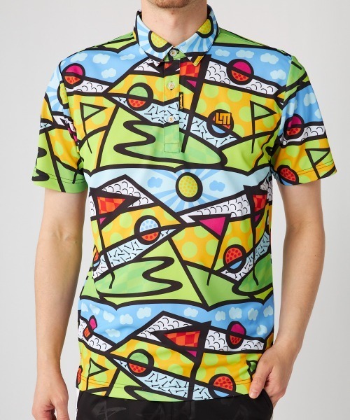 Loudmouth（ラウドマウス）の「LOUDMOUTH/ラウドマウス ゴルフウェア ブランド ロゴ 刺繍 総柄 ハーフボタン 半袖 シャツ ポロシャツ 吸汗速乾 UV 接触冷感（ポロシャツ・メンズ・その他1/その他2/その他3/その他4/その他6/その他5・LL/M/L）」の6枚目の写真