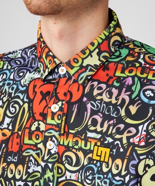 Loudmouth（ラウドマウス）の「LOUDMOUTH/ラウドマウス ゴルフウェア ブランド ロゴ 刺繍 総柄 ハーフボタン 半袖 シャツ ポロシャツ 吸汗速乾 UV 接触冷感（ポロシャツ・メンズ・その他1/その他2/その他3/その他4/その他6/その他5・LL/M/L）」の9枚目の写真