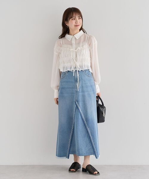 ELENCARE DUE(エレンカーレデュエ)の「・ELENCARE DUE シアービスチェ付シャツ(シャツ/ブラウス・レディース・オフホワイト/グレー/ブラック/グリーン・FREE)」の17枚目の写真