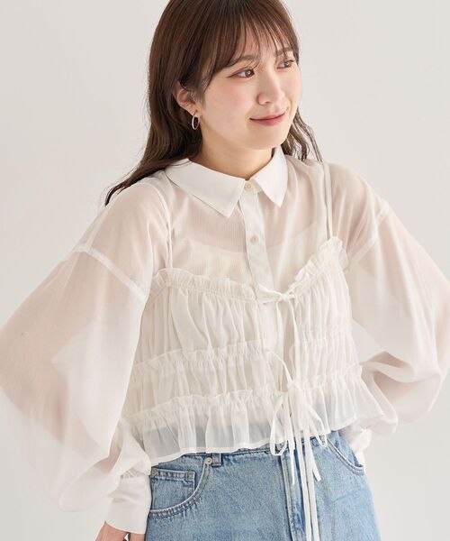 ELENCARE DUE(エレンカーレデュエ)の「・ELENCARE DUE シアービスチェ付シャツ(シャツ/ブラウス・レディース・オフホワイト/グレー/ブラック/グリーン・FREE)」の19枚目の写真