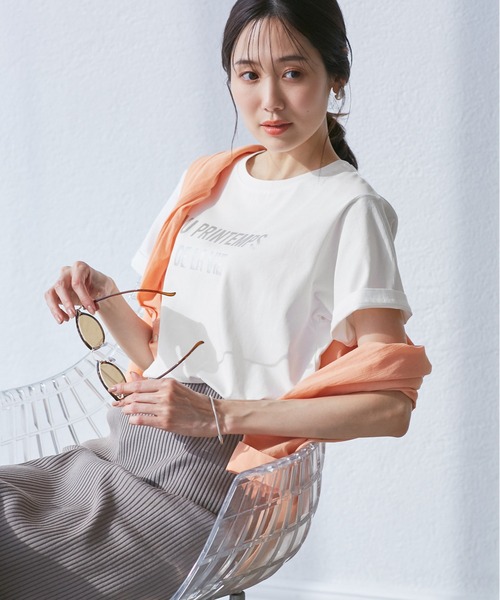 ROPE' PICNIC（ロペピクニック）の「【UVカット・洗濯機OK・接触冷感】RENUロゴTシャツ（Tシャツ/カットソー・レディース・ブラック/ベージュ/ホワイト/ホワイト系その他・38）」の22枚目の写真