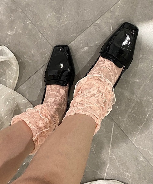 GUCCIフローラルレースアンクルソックス靴下 超美品 フラワーレース ニーハイソックス レースソックス cula1127