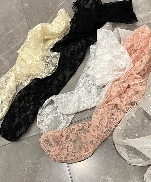 c.u.l（シーユーエル）の「フラワーレース ニーハイソックス レースソックス cula1127（ソックス/靴下・レディース・ブラック/アイボリー/ピンク/ホワイト・FREE）」の20枚目の写真