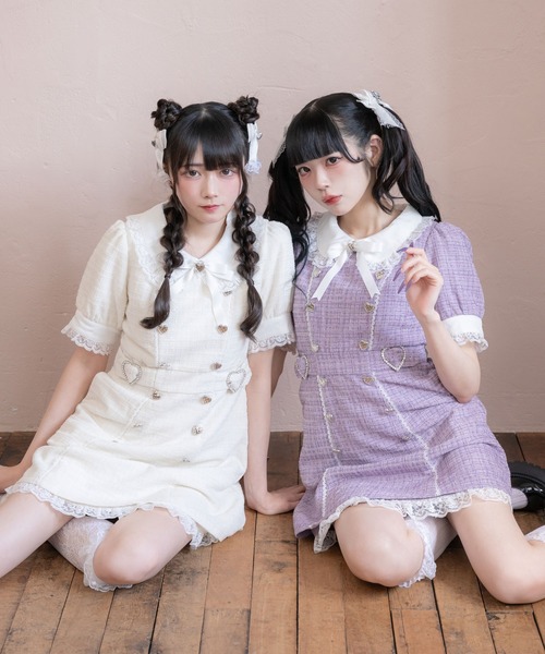 DearMyLove(ディアマイラブ)の「キラキラハートキルティングサマーツイードワンピース(ワンピース・レディース・ホワイト/ベビーピンク/ラベンダー/ブラック・MEDIUM/LARGE/LL/3L)」の11枚目の写真