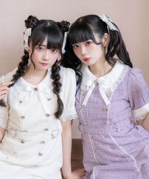 DearMyLove(ディアマイラブ)の「キラキラハートキルティングサマーツイードワンピース(ワンピース・レディース・ホワイト/ベビーピンク/ラベンダー/ブラック・MEDIUM/LARGE/LL/3L)」の13枚目の写真