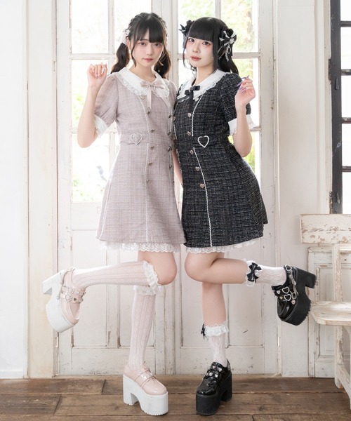 DearMyLove(ディアマイラブ)の「キラキラハートキルティングサマーツイードワンピース(ワンピース・レディース・ホワイト/ベビーピンク/ラベンダー/ブラック・MEDIUM/LARGE/LL/3L)」の14枚目の写真