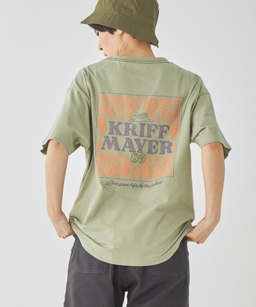 KRIFF MAYER Lady's Collection(クリフメイヤーレディースコレクション)の「【綿100%】バンダナプリントゆるT(Tシャツ/カットソー・レディース・イエロー/ブラック/セージグリーン/グレー/オフホワイト/カラフル/パープル・LARGE/MEDIUM)」の1枚目の写真