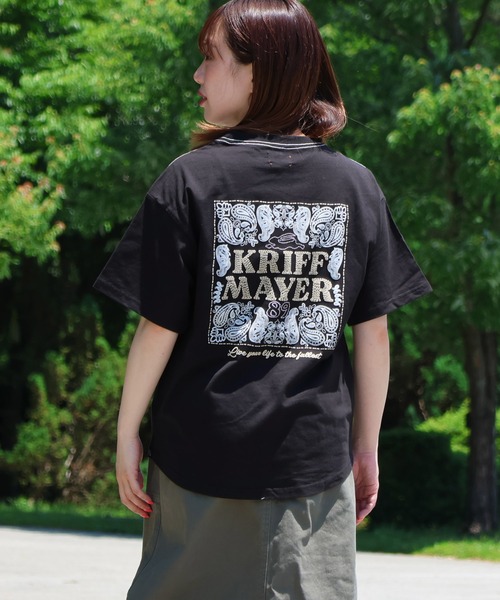KRIFF MAYER Lady's Collection(クリフメイヤーレディースコレクション)の「【綿100%】バンダナプリントゆるT(Tシャツ/カットソー・レディース・イエロー/ブラック/セージグリーン/グレー/オフホワイト/カラフル/パープル・LARGE/MEDIUM)」の15枚目の写真