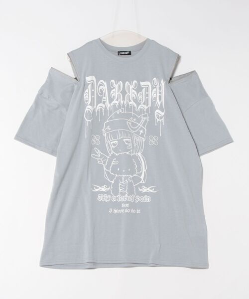 DARRDY（ダーディー）の「【DARRDY/ダーディー】肩ジップオーバーサイズTシャツ/nuneちゃん（Tシャツ/カットソー・レディース・ホワイト/ブラック/サックスブルー・ONESIZE）」の5枚目の写真