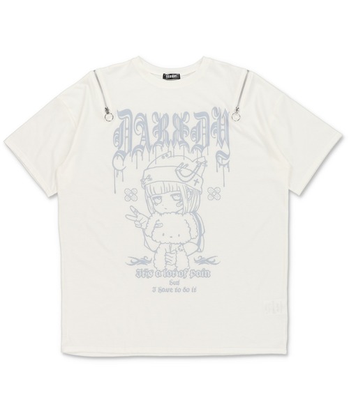 DARRDY（ダーディー）の「【DARRDY/ダーディー】肩ジップオーバーサイズTシャツ/nuneちゃん（Tシャツ/カットソー・レディース・ホワイト/ブラック/サックスブルー・ONESIZE）」の6枚目の写真