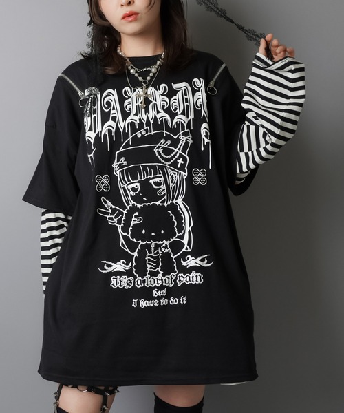 DARRDY（ダーディー）の「【DARRDY/ダーディー】肩ジップオーバーサイズTシャツ/nuneちゃん（Tシャツ/カットソー・レディース・ホワイト/ブラック/サックスブルー・ONESIZE）」の17枚目の写真