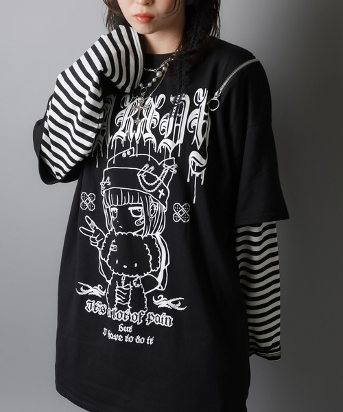 DARRDY（ダーディー）の「【DARRDY/ダーディー】肩ジップオーバーサイズTシャツ/nuneちゃん（Tシャツ/カットソー・レディース・ホワイト/ブラック/サックスブルー・ONESIZE）」の16枚目の写真