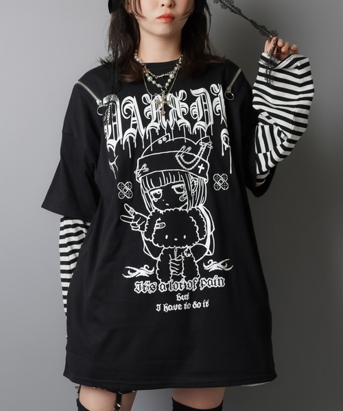 DARRDY（ダーディー）の「【DARRDY/ダーディー】肩ジップオーバーサイズTシャツ/nuneちゃん（Tシャツ/カットソー・レディース・ホワイト/ブラック/サックスブルー・ONESIZE）」の20枚目の写真