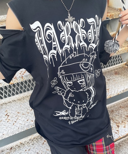 DARRDY（ダーディー）の「【DARRDY/ダーディー】肩ジップオーバーサイズTシャツ/nuneちゃん（Tシャツ/カットソー・レディース・ホワイト/ブラック/サックスブルー・ONESIZE）」の13枚目の写真