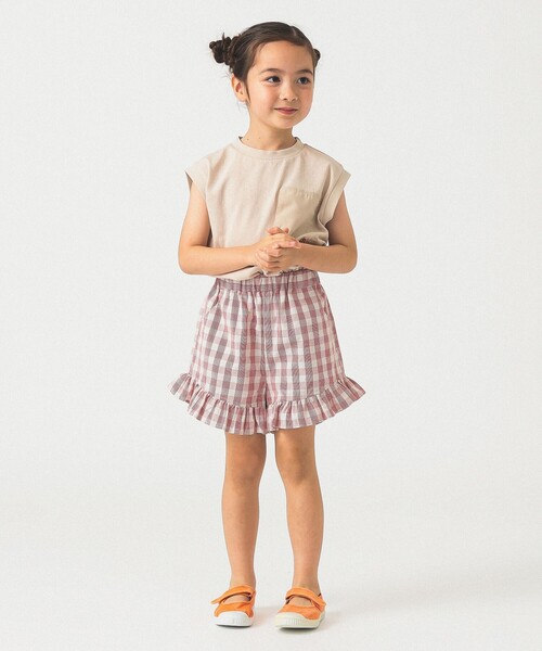 B:MING by BEAMS（ビーミングバイビームス）の「チェック 裾フリル キュロット 2025SS（100～140cm）（その他パンツ・キッズ・レッド/ブルー・100/110/120/130/140）」の4枚目の写真