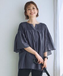 シルクコットンローンスモッキング刺繍 ブラウス