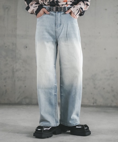 Shoowtime(ショウタイム)の「Vintage Wash Straight Denim Pants / ビンテージウォッシュストレートデニムパンツ(デニムパンツ・メンズ・グレー/ブラック/ライトブルー・SMALL/X-LARGE/LARGE/MEDIUM)」の3枚目の写真
