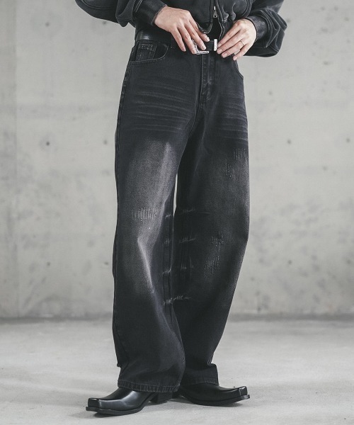 Shoowtime(ショウタイム)の「Vintage Wash Straight Denim Pants / ビンテージウォッシュストレートデニムパンツ(デニムパンツ・メンズ・グレー/ブラック/ライトブルー・SMALL/X-LARGE/LARGE/MEDIUM)」の1枚目の写真