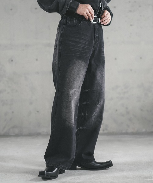 Shoowtime(ショウタイム)の「Vintage Wash Straight Denim Pants / ビンテージウォッシュストレートデニムパンツ(デニムパンツ・メンズ・グレー/ブラック/ライトブルー・SMALL/X-LARGE/LARGE/MEDIUM)」の10枚目の写真