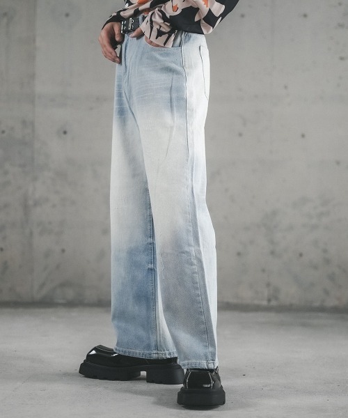 Shoowtime(ショウタイム)の「Vintage Wash Straight Denim Pants / ビンテージウォッシュストレートデニムパンツ(デニムパンツ・メンズ・グレー/ブラック/ライトブルー・SMALL/X-LARGE/LARGE/MEDIUM)」の4枚目の写真