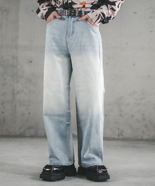 Shoowtime(ショウタイム)の「Vintage Wash Straight Denim Pants / ビンテージウォッシュストレートデニムパンツ(デニムパンツ・メンズ・グレー/ブラック/ライトブルー・SMALL/X-LARGE/LARGE/MEDIUM)」の5枚目の写真