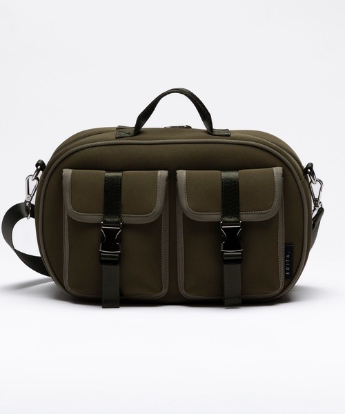 EDITA.（エディータ）の「ネオプレン ラウンド バックルポケット 2wayバッグ　2WAY / 軽量（ショルダーバッグ・レディース・ブラック/カーキオリーブ・FREE）」の11枚目の写真