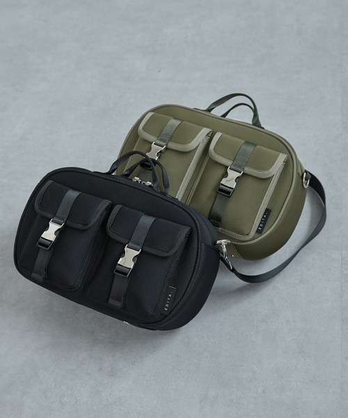EDITA.（エディータ）の「ネオプレン ラウンド バックルポケット 2wayバッグ　2WAY / 軽量（ショルダーバッグ・レディース・ブラック/カーキオリーブ・FREE）」の5枚目の写真