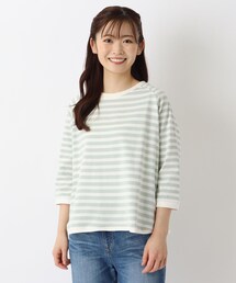 ゆったり ラグラン7分袖 ボーダープルオーバー