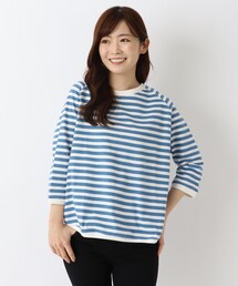 ゆったり ラグラン7分袖 ボーダープルオーバー