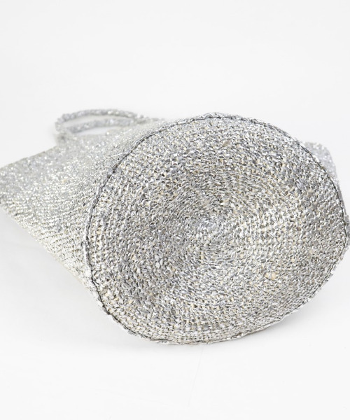 UNBILLION（アンビリオン）の「アフリカンスクエアー AFRICANSQUARE / プラスチックサイザルバッグ共手10x12（かごバッグ・レディース・シルバー・FREE）」の4枚目の写真