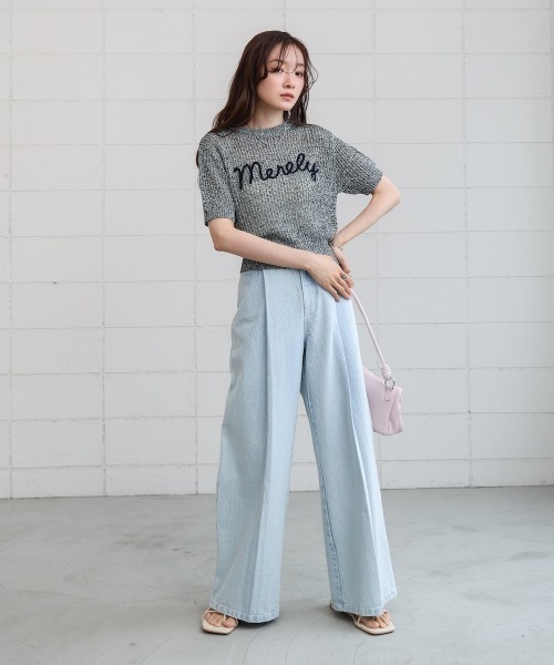 セール】コード刺繍ロゴ入り麻タッチプルオーバー（Tシャツ