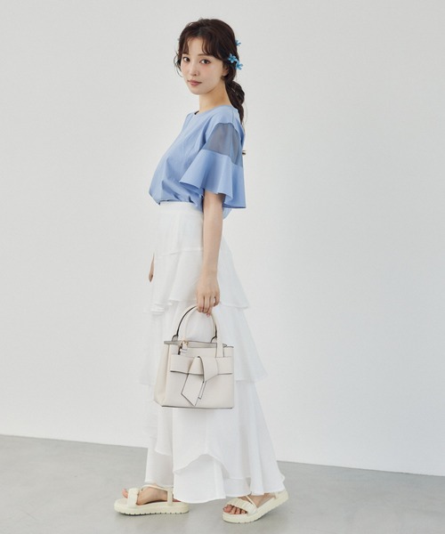 mysty woman（ミスティウーマン）の「アシメティアードスカートライト  491363（スカート・レディース・ブラック/グレー/オフホワイト/ライトグレー・FREE）」の2枚目の写真