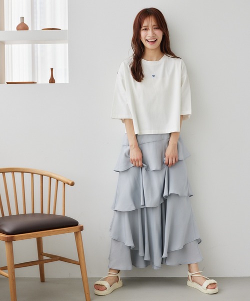 mysty woman（ミスティウーマン）の「アシメティアードスカートライト  491363（スカート・レディース・ブラック/グレー/オフホワイト/ライトグレー・FREE）」の7枚目の写真