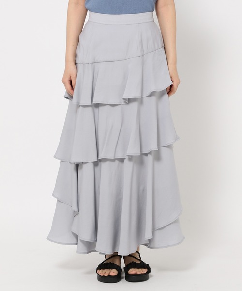 mysty woman（ミスティウーマン）の「アシメティアードスカートライト  491363（スカート・レディース・ブラック/グレー/オフホワイト/ライトグレー・FREE）」の11枚目の写真
