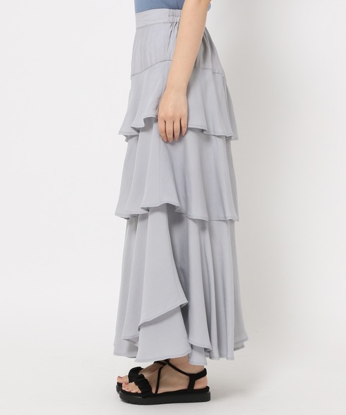 mysty woman（ミスティウーマン）の「アシメティアードスカートライト  491363（スカート・レディース・ブラック/グレー/オフホワイト/ライトグレー・FREE）」の12枚目の写真