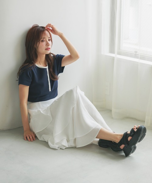 mysty woman(ミスティウーマン)の「【再入荷/夏素材】アシメティアードスカートライト 491363(スカート・レディース・ブラック/グレー/オフホワイト/ライトグレー・FREE)」の18枚目の写真