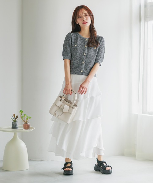 mysty woman(ミスティウーマン)の「【再入荷/夏素材】アシメティアードスカートライト 491363(スカート・レディース・ブラック/グレー/オフホワイト/ライトグレー・FREE)」の19枚目の写真