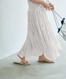STYLE DELI | 94cm丈コットン質感ワッシャーティア―ドスカート(スカート)