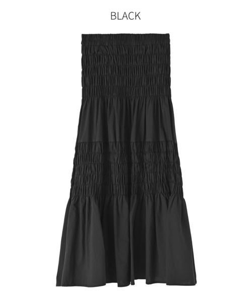 STYLE DELI（スタイルデリ）の「94cm丈コットン質感ワッシャーティア―ドスカート（スカート・レディース・ブラック/ホワイト・FREE）」の14枚目の写真