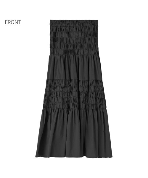 STYLE DELI（スタイルデリ）の「94cm丈コットン質感ワッシャーティア―ドスカート（スカート・レディース・ブラック/ホワイト・FREE）」の17枚目の写真