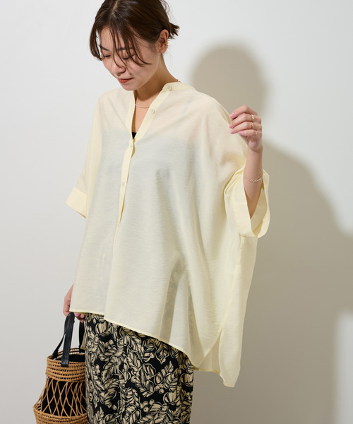 JOURNAL STANDARD relume(ジャーナルスタンダード レリューム)の「《追加》シアーポンチョシャツ(シャツ/ブラウス・レディース・ブラック/アイボリー/カーキ・FREE)」の2枚目の写真