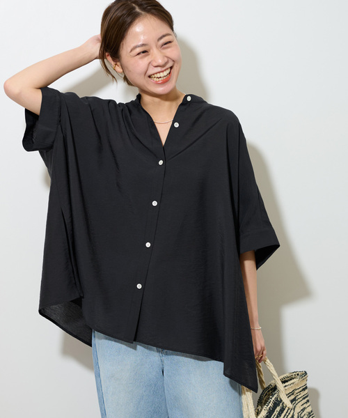 JOURNAL STANDARD relume(ジャーナルスタンダード レリューム)の「《追加》シアーポンチョシャツ(シャツ/ブラウス・レディース・ブラック/アイボリー/カーキ・FREE)」の3枚目の写真