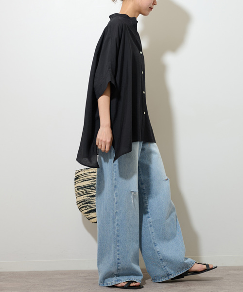 JOURNAL STANDARD relume(ジャーナルスタンダード レリューム)の「《追加》シアーポンチョシャツ(シャツ/ブラウス・レディース・ブラック/アイボリー/カーキ・FREE)」の5枚目の写真