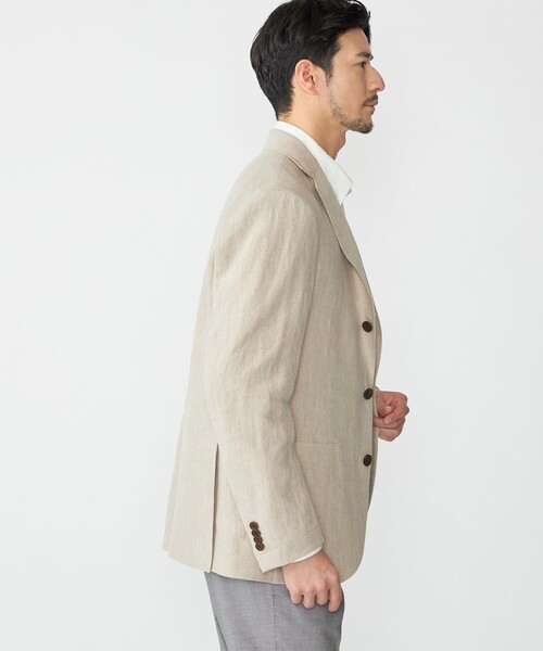 SHIPS（シップス）の「SHIPS: リネン ソリッド シャツ ジャケット（テーラードジャケット・メンズ・ベージュ/ネイビー/オリーブ・MEDIUM/LARGE）」の7枚目の写真
