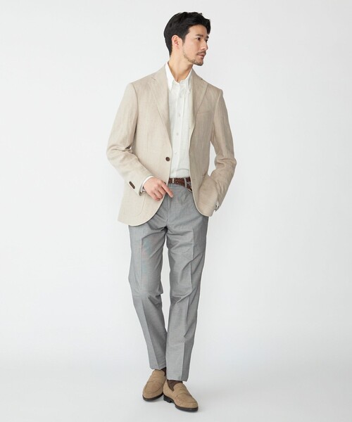 SHIPS（シップス）の「SHIPS: リネン ソリッド シャツ ジャケット（テーラードジャケット・メンズ・ベージュ/ネイビー/オリーブ・MEDIUM/LARGE）」の8枚目の写真