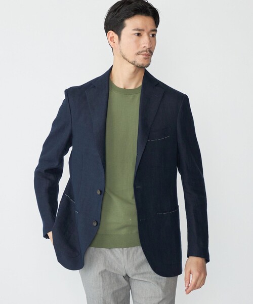 SHIPS（シップス）の「SHIPS: リネン ソリッド シャツ ジャケット（テーラードジャケット・メンズ・ベージュ/ネイビー/オリーブ・MEDIUM/LARGE）」の14枚目の写真