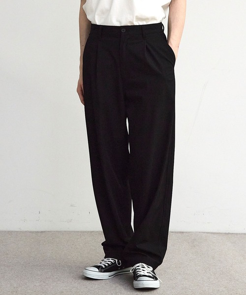 RATTLE TRAP（ラトルトラップ）の「ドビーストライプタックワイドテーパードパンツ（スラックス・メンズ・ブラック/ネイビー・M/L）」の2枚目の写真