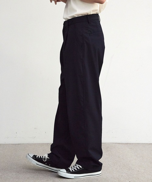 RATTLE TRAP（ラトルトラップ）の「ドビーストライプタックワイドテーパードパンツ（スラックス・メンズ・ブラック/ネイビー・M/L）」の16枚目の写真